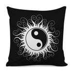 Black And White Yin Yang Sun Print Pillow Cover