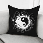 Black And White Yin Yang Sun Print Pillow Cover