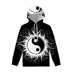 Black And White Yin Yang Sun Print Pullover Hoodie
