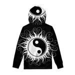 Black And White Yin Yang Sun Print Pullover Hoodie