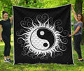 Black And White Yin Yang Sun Print Quilt