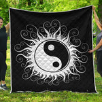 Black And White Yin Yang Sun Print Quilt