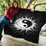 Black And White Yin Yang Sun Print Quilt