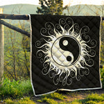 Black And White Yin Yang Sun Print Quilt