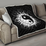 Black And White Yin Yang Sun Print Quilt