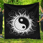 Black And White Yin Yang Sun Print Quilt