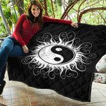 Black And White Yin Yang Sun Print Quilt