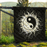 Black And White Yin Yang Sun Print Quilt