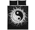 Black And White Yin Yang Sun Print Quilt Bed Set