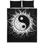 Black And White Yin Yang Sun Print Quilt Bed Set