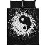 Black And White Yin Yang Sun Print Quilt Bed Set