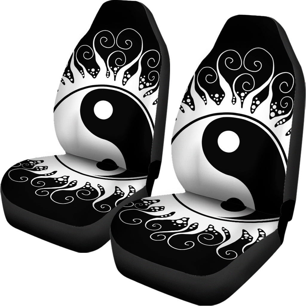 Black And White Yin Yang Sun Print Universal Fit Car Seat Covers
