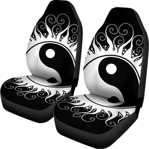 Black And White Yin Yang Sun Print Universal Fit Car Seat Covers