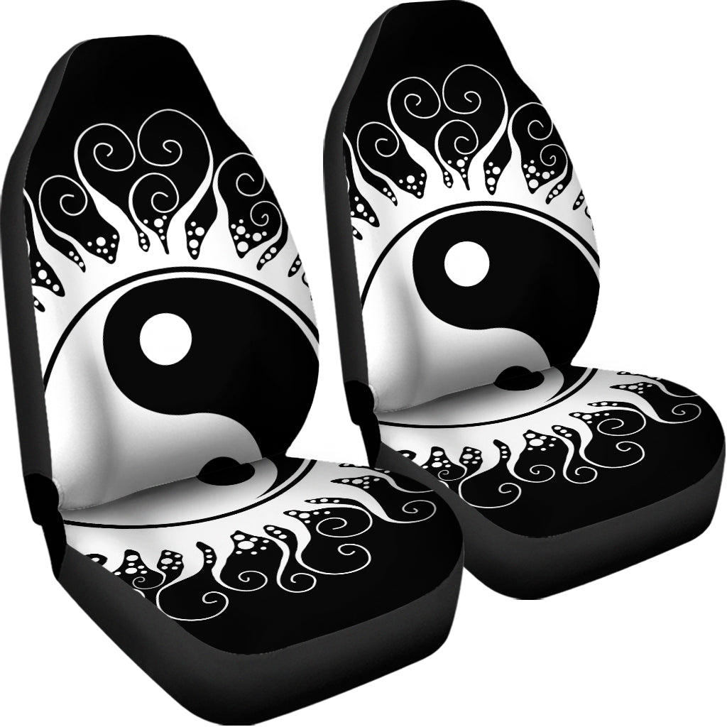 Black And White Yin Yang Sun Print Universal Fit Car Seat Covers