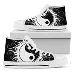 Black And White Yin Yang Sun Print White High Top Shoes