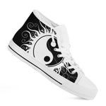 Black And White Yin Yang Sun Print White High Top Shoes