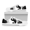 Black And White Yin Yang Sun Print White Low Top Sneakers