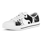 Black And White Yin Yang Sun Print White Low Top Shoes