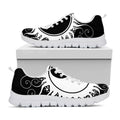 Black And White Yin Yang Sun Print White Running Shoes