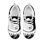 Black And White Yin Yang Sun Print White Sneakers