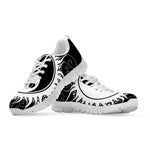 Black And White Yin Yang Sun Print White Sneakers
