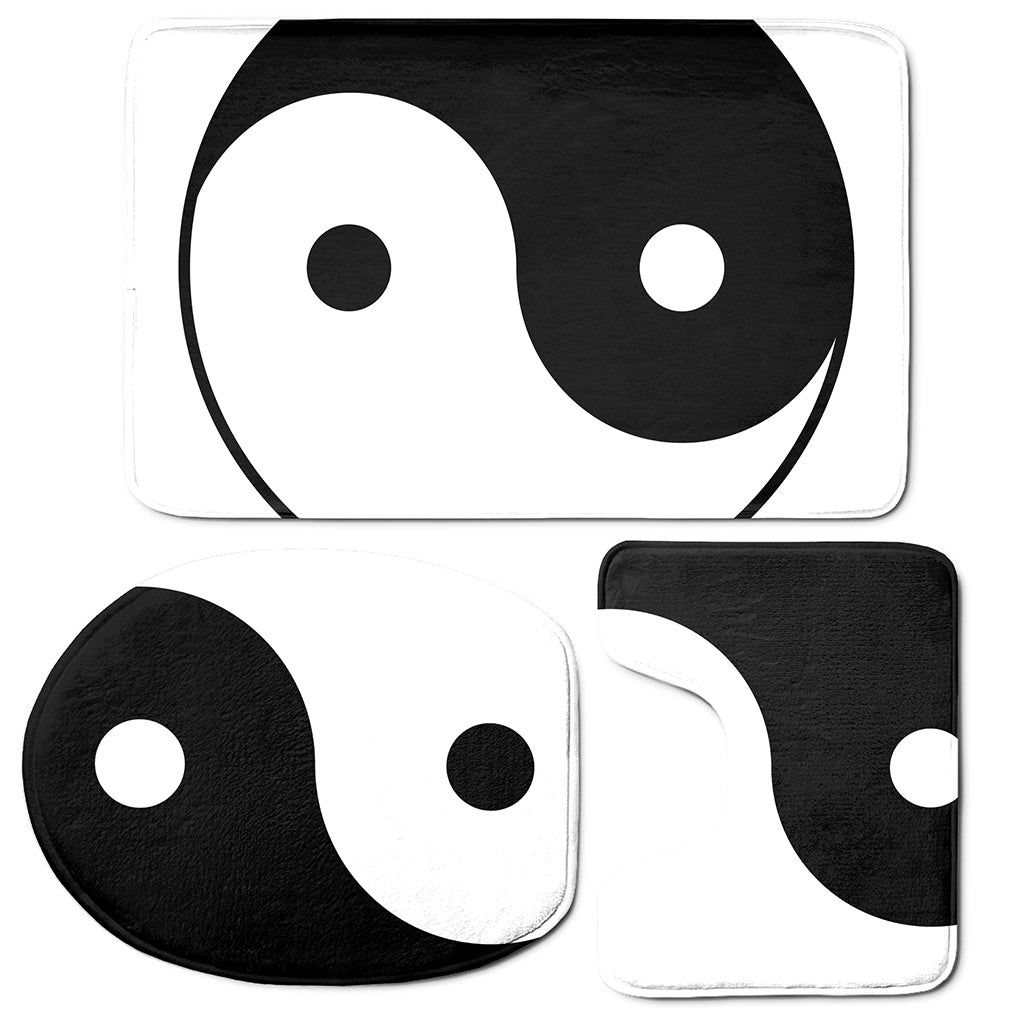 Black And White Yin Yang Symbol Print 3 Piece Bath Mat Set