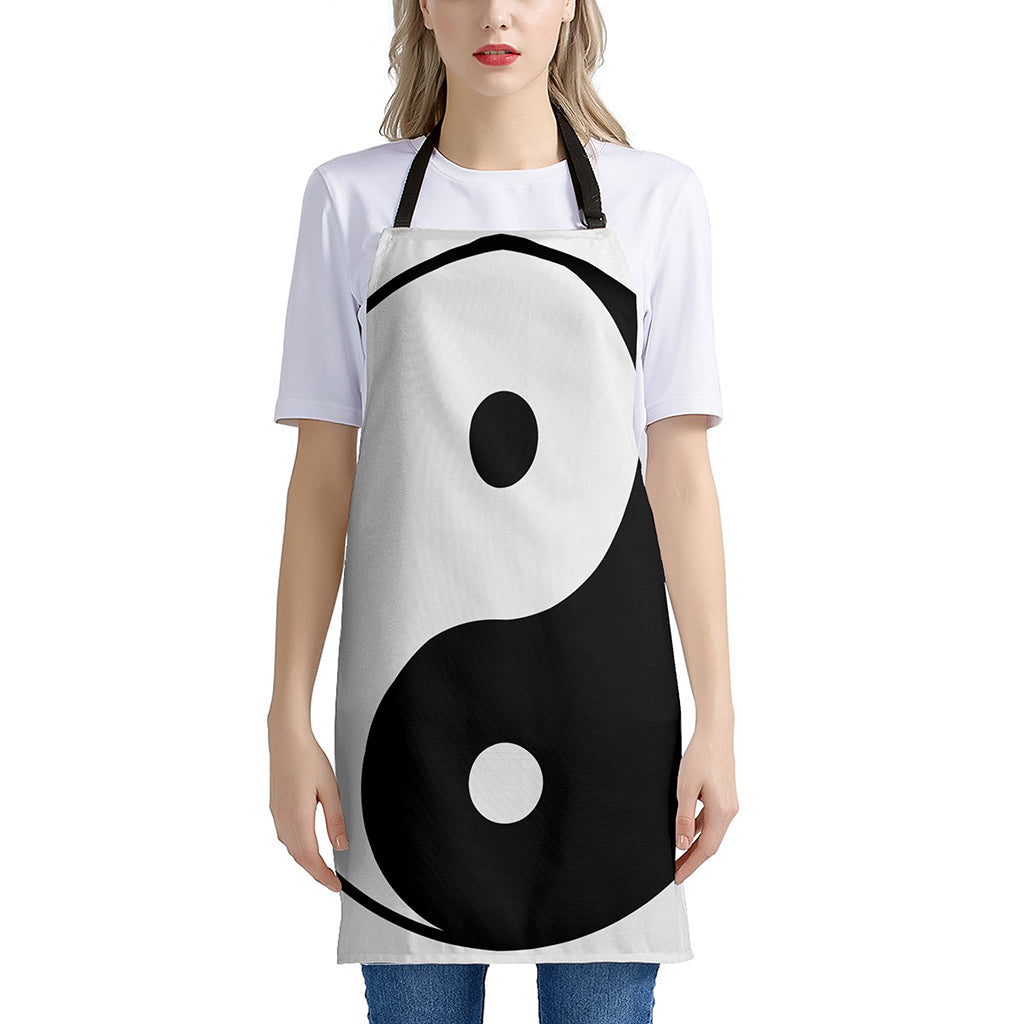 Black And White Yin Yang Symbol Print Apron