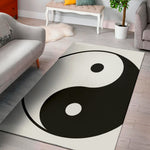 Black And White Yin Yang Symbol Print Area Rug