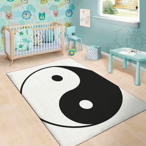 Black And White Yin Yang Symbol Print Area Rug