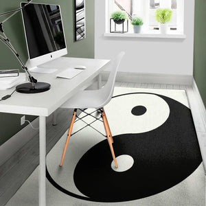 Black And White Yin Yang Symbol Print Area Rug