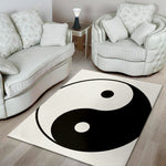 Black And White Yin Yang Symbol Print Area Rug