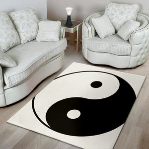 Black And White Yin Yang Symbol Print Area Rug