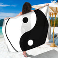 Black And White Yin Yang Symbol Print Beach Sarong Wrap
