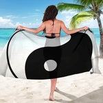Black And White Yin Yang Symbol Print Beach Sarong Wrap
