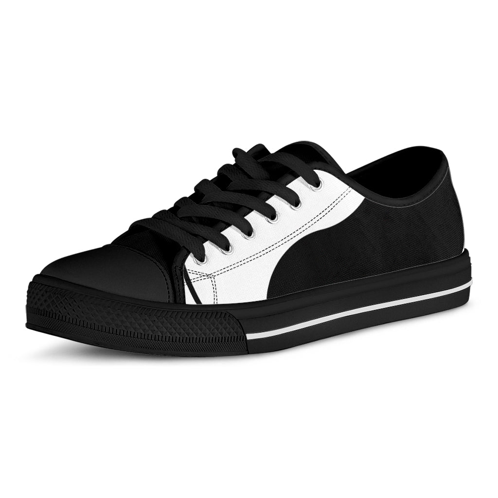 Black And White Yin Yang Symbol Print Black Low Top Shoes 