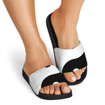 Black And White Yin Yang Symbol Print Black Slide Sandals