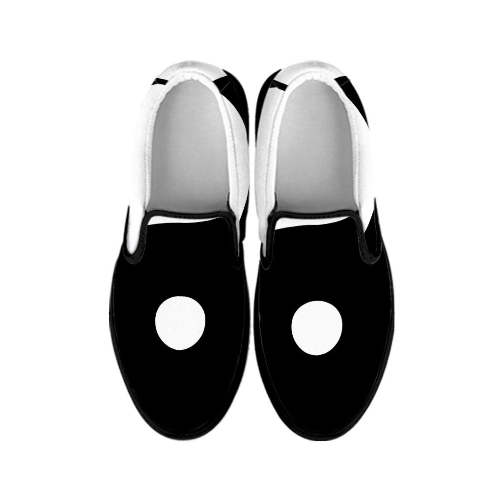 Black And White Yin Yang Symbol Print Black Slip On Shoes