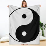 Black And White Yin Yang Symbol Print Blanket