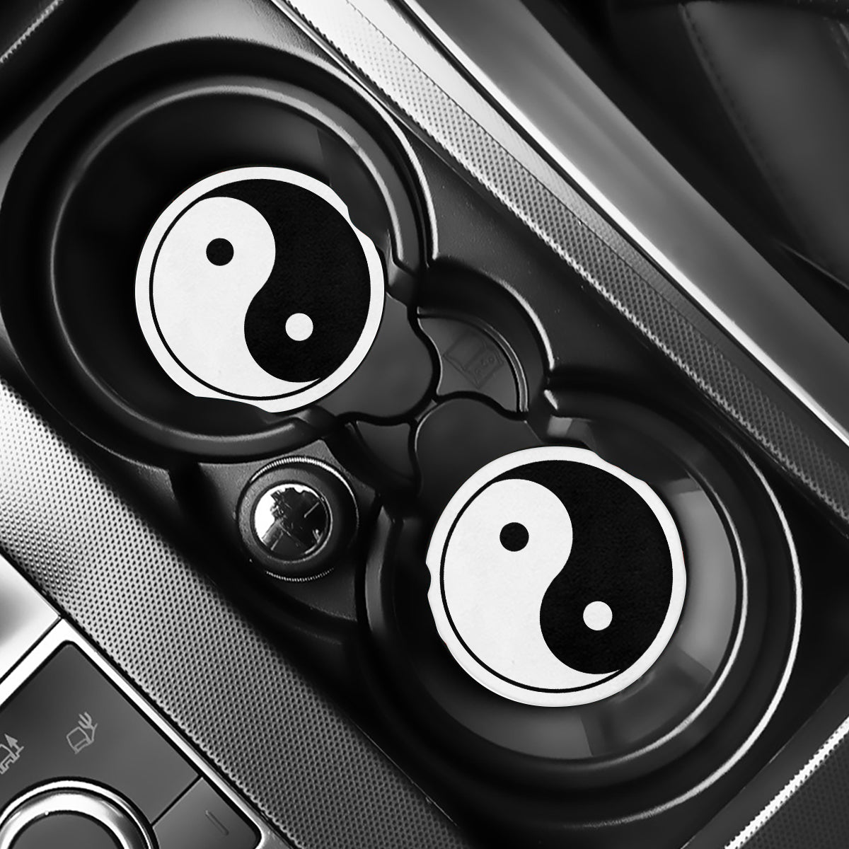 Black And White Yin Yang Symbol Print Car Coasters