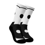 Black And White Yin Yang Symbol Print Crew Socks