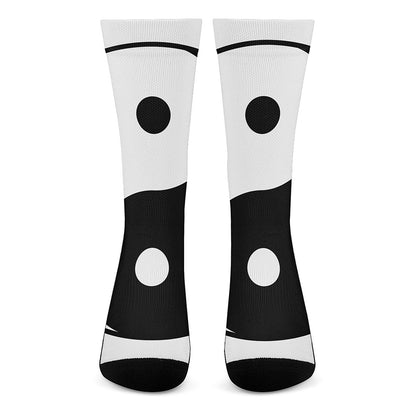 Black And White Yin Yang Symbol Print Crew Socks