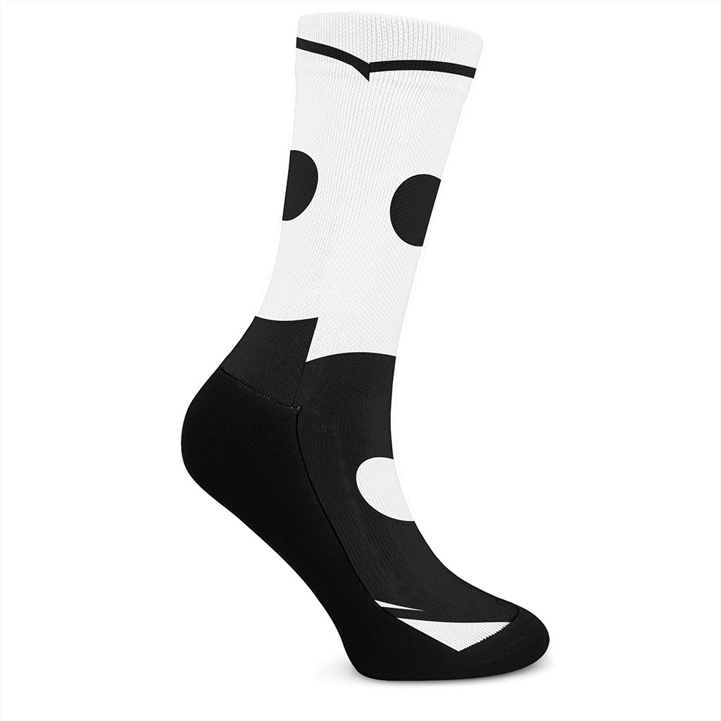 Black And White Yin Yang Symbol Print Crew Socks