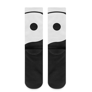 Black And White Yin Yang Symbol Print Crew Socks