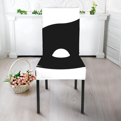 Black And White Yin Yang Symbol Print Dining Chair Slipcover