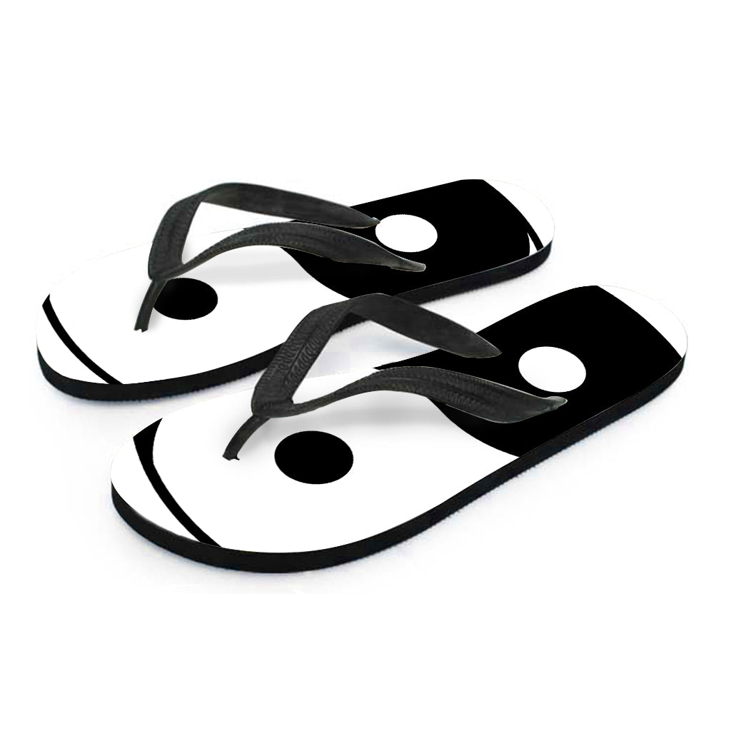 Black And White Yin Yang Symbol Print Flip Flops
