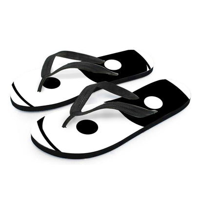 Black And White Yin Yang Symbol Print Flip Flops