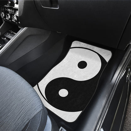 Black And White Yin Yang Symbol Print Front and Back Car Floor Mats
