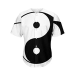 Black And White Yin Yang Symbol Print Men's Baseball Jersey