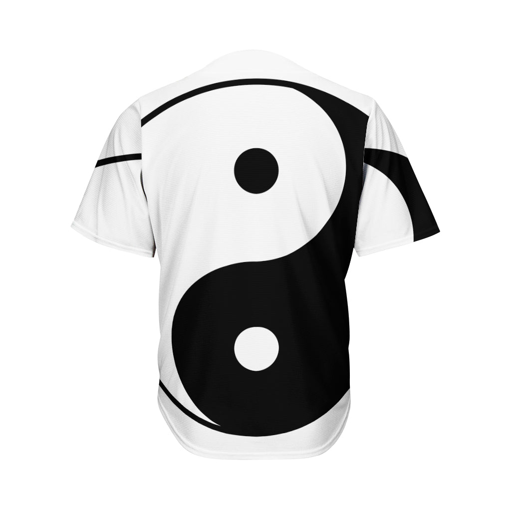 Black And White Yin Yang Symbol Print Men's Baseball Jersey