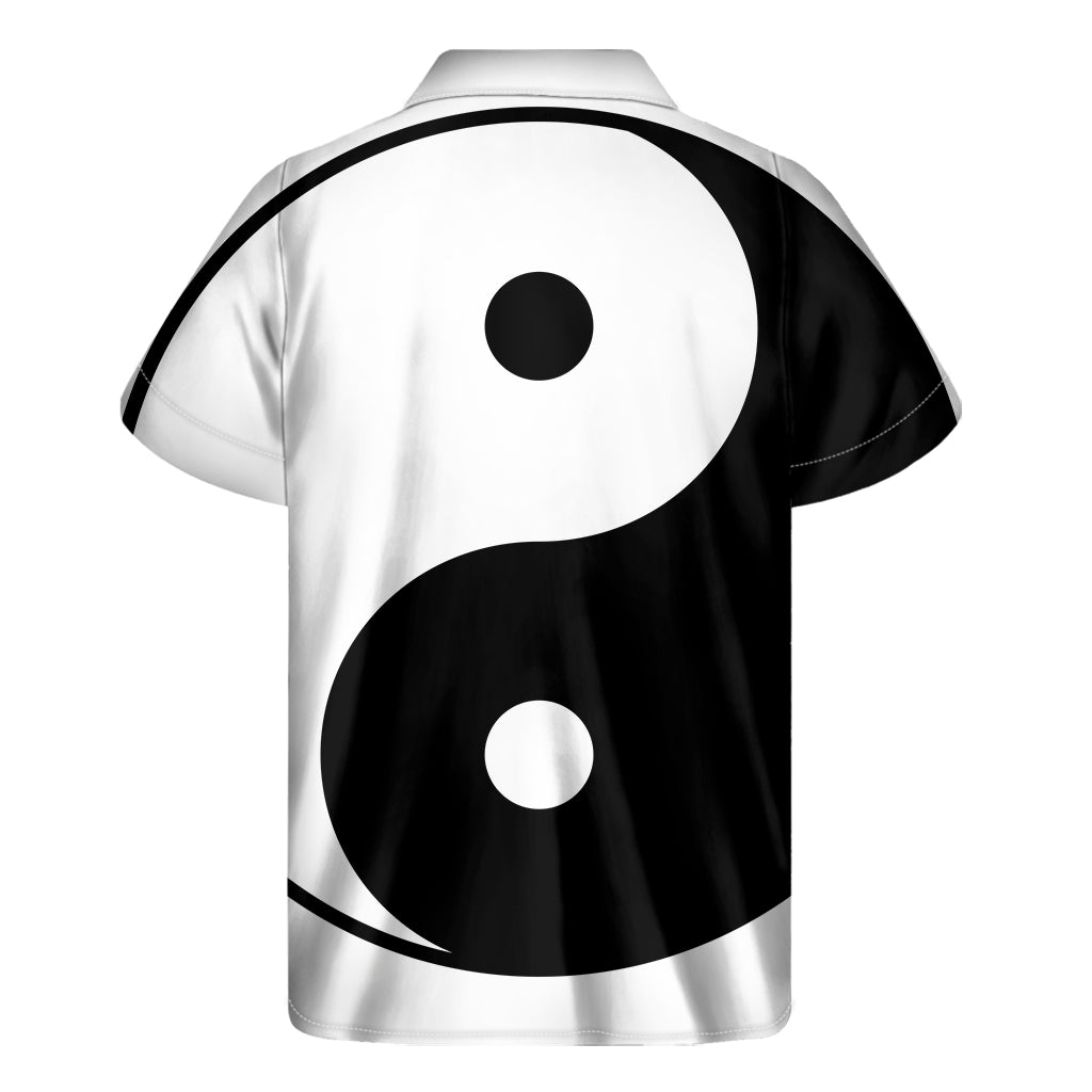 Black And White Yin Yang Symbol Print Men's Short Sleeve Shirt